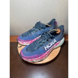 Hoka Speedgoat 6 Trail Running Shoes Men's Blue Pink Vibram Athletic Sneakers 9D